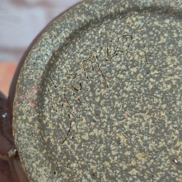 Face Mug Handmade Studio Art Brown Stoneware Pottery Eyeglasses Signed Rustic - Picture 7 of 8